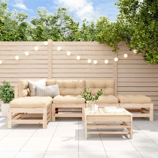 vidaXL Salon de jardin 6 pcs Bois de pin massif