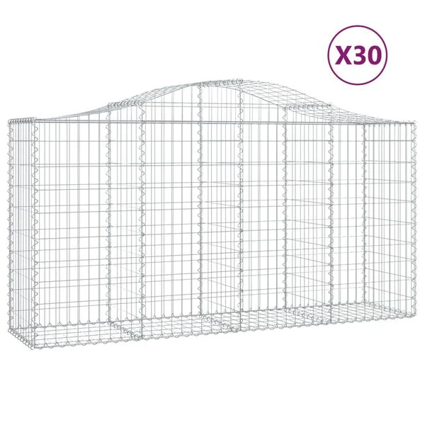 vidaXL Paniers à gabions arqués 30 pcs 200x50x100/120 cm fer galvanisé