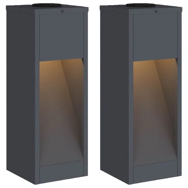 vidaXL Lumière de Chemin LED Solaire 2 pc Blanc chaud 18 x 18 x 50 cm