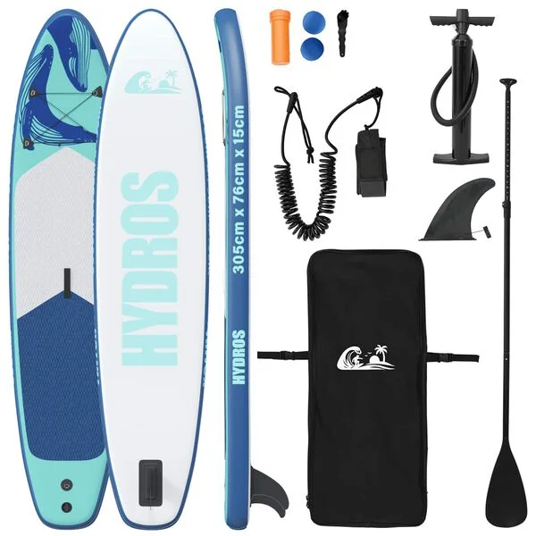 vidaXL Planche à pagaie gonflable HYDROS 305 x 76 x 15 cm Turquoise