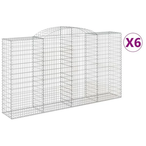 vidaXL Paniers à gabions arqués 6 pcs 300x50x160/180 cm fer galvanisé