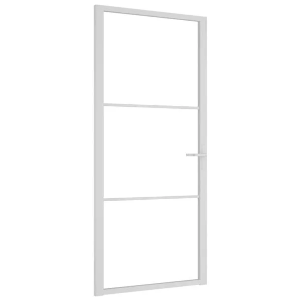 vidaXL Porte intérieure 93x201, 5 cm Blanc Verre ESG et aluminium