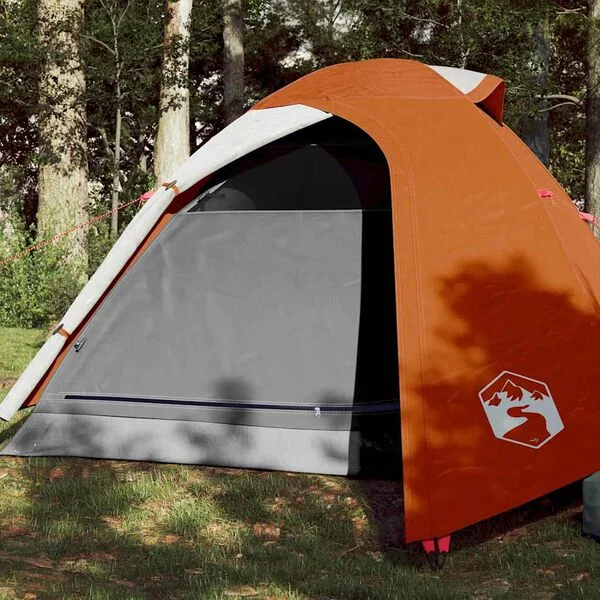 vidaXL Tente de camping à dôme 3 personnes gris et orange imperméable