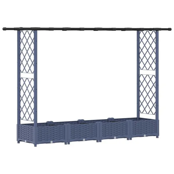 vidaXL Lit Élevé avec Treillis et Toit Gris 203 x 40 x 121 cm PP