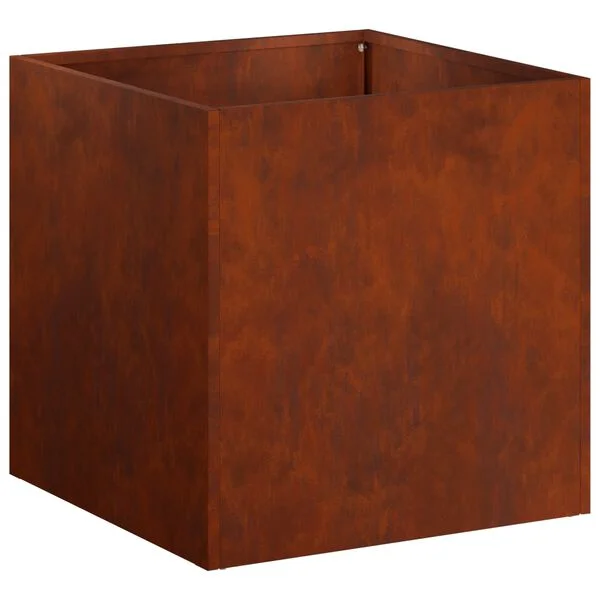 vidaXL Cache-pot de jardin Rouillé 35 x 35 x 35 cm Acier patiné