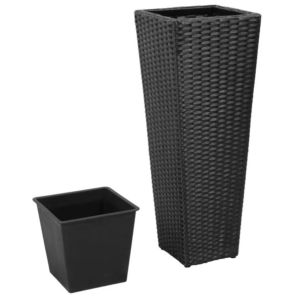 vidaXL Lits surélevés de jardin 3 pcs Résine tressée Noir