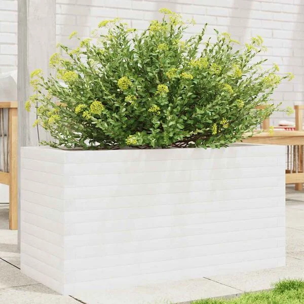 vidaXL Jardinière blanc 90x40x45, 5 cm bois de pin massif