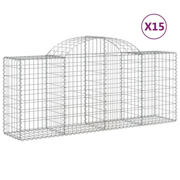 vidaXL Paniers à gabions arqués 15 pcs 200x50x80/100 cm Fer galvanisé