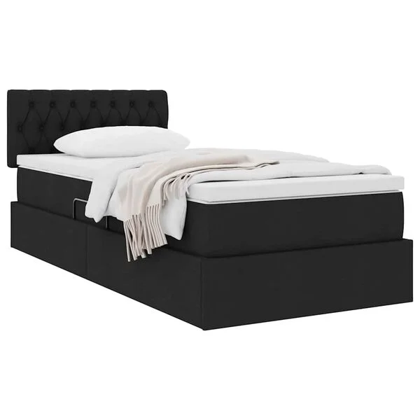 vidaXL Lit avec rangement et matelas Noir 90 x 200 cm Velours