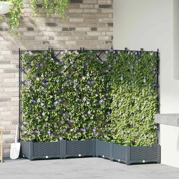 vidaXL Cache-pot de jardin 5 pc Gris clair 120 x 120 x 125, 5 cm PP