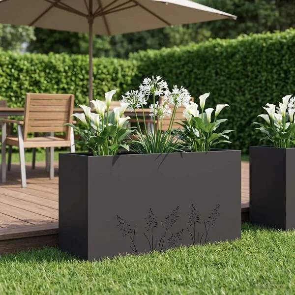 vidaXL Cache-pot de jardin Noir 100 x 30 x 49 cm Acier laminé à froid