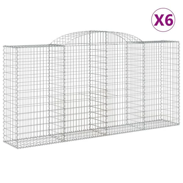 vidaXL Paniers à gabions arqués 6 pcs 300x50x140/160 cm fer galvanisé