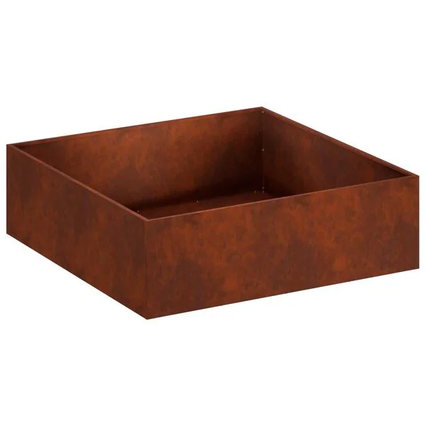 vidaXL Cache-pot de jardin 2 pc Rouillé 80 x 80 x 30 cm Acier patiné