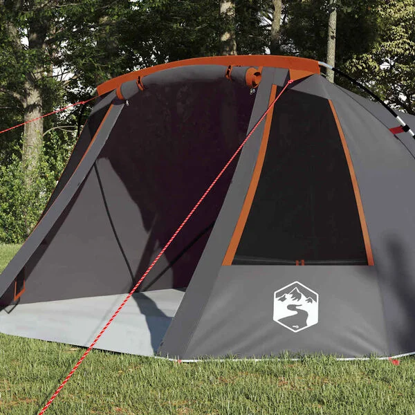 vidaXL Tente Tunnel 3 Personnes 3 personne Gris et orange