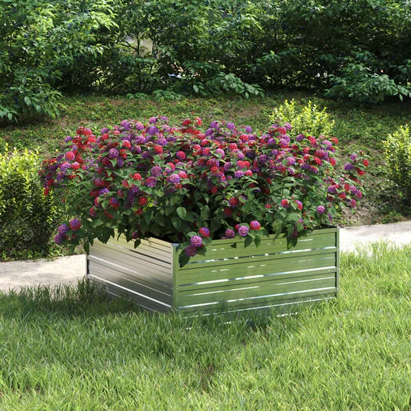 vidaXL Lit surélevé de jardin 100x100x45 cm Acier galvanisé Argenté