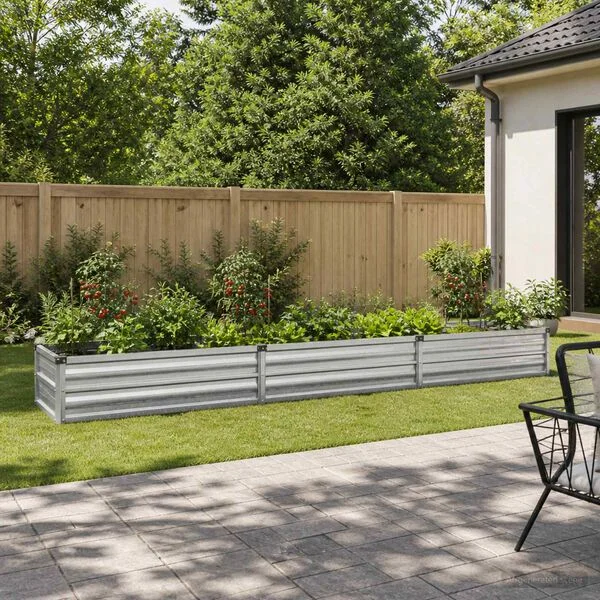vidaXL Jardin surélevé Argenté 240 x 40 x 24 cm galvanisé