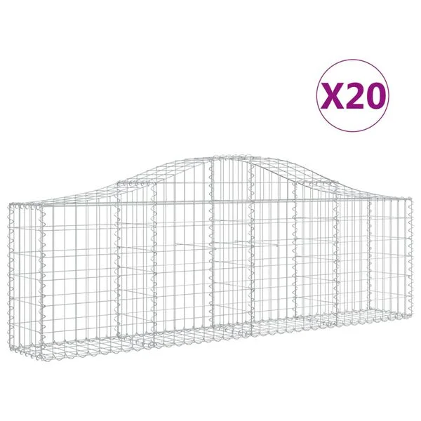 vidaXL Paniers à gabions arqués 20 pcs 200x30x60/80 cm Fer galvanisé