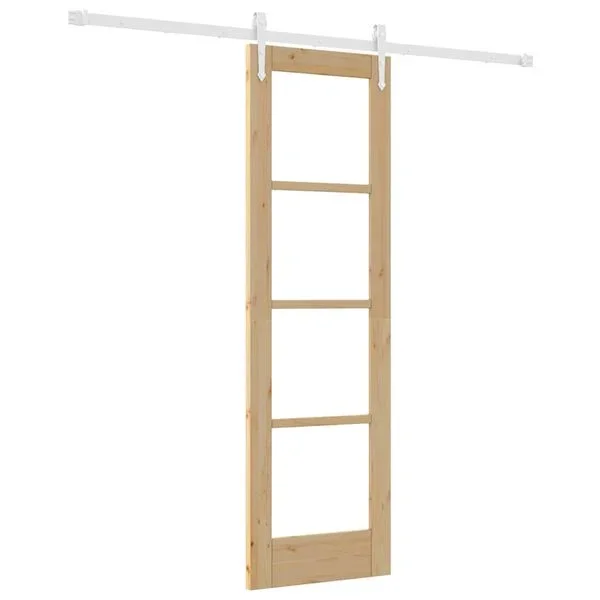 vidaXL Porte coulissante 61 x 198, 5 cm Bois de pin massif et verre