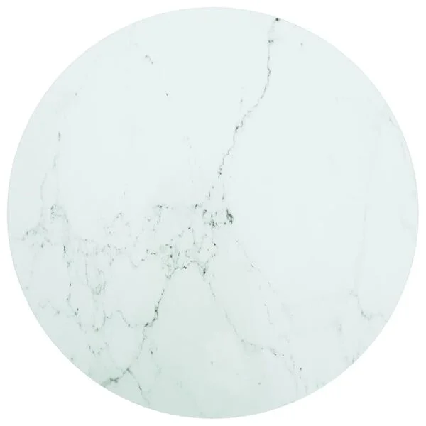 vidaXL Dessus de table blanc Ø70x0, 8cm verre trempé avec design marbre