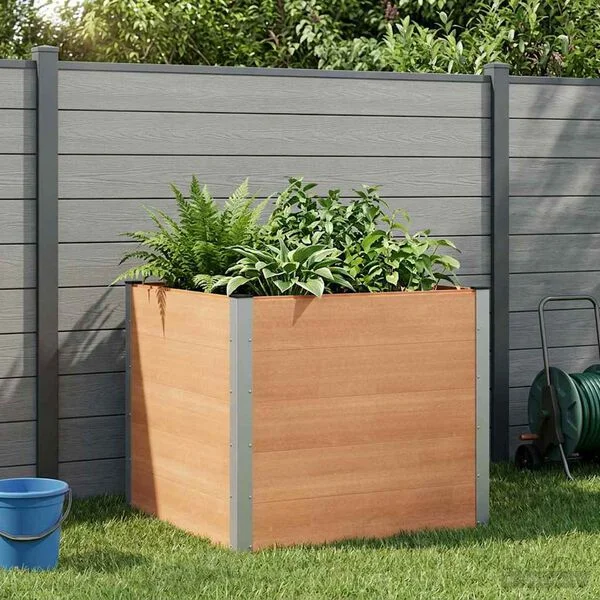 vidaXL Jardinière surélevée Marron 100 x 100 x 91 cm WPC et Aluminium