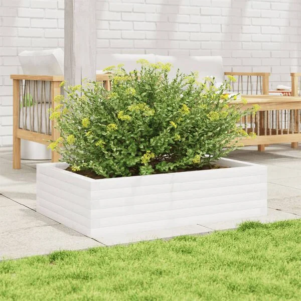 vidaXL Jardinière blanc 90x60x23 cm bois de pin massif
