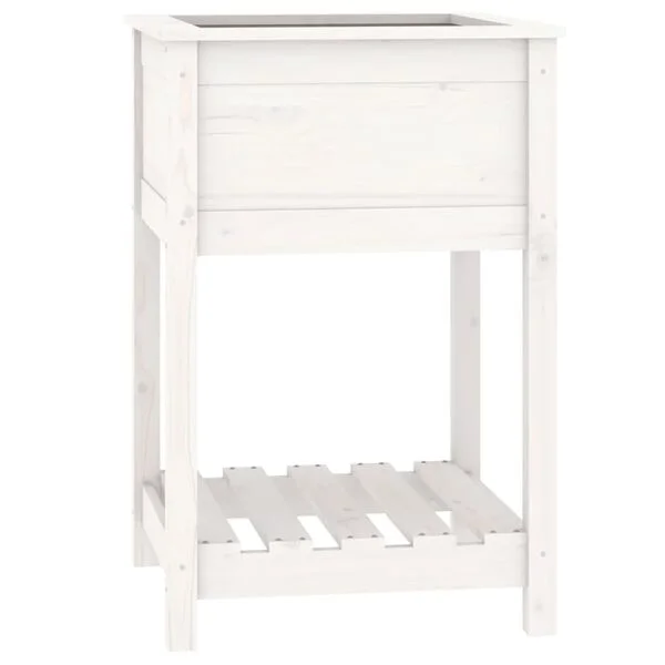 vidaXL Jardinière avec étagère Blanc 54x54x81 cm Bois massif de pin