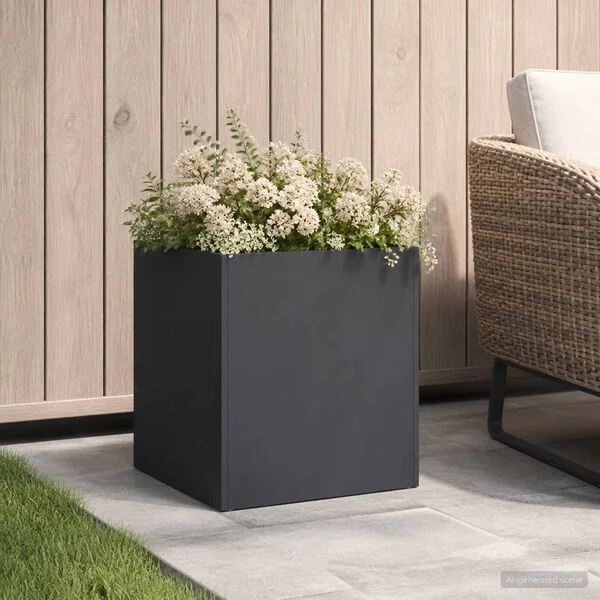 vidaXL Cache-pot de jardin Noir 35 x 35 x 35 cm Acier laminé à froid