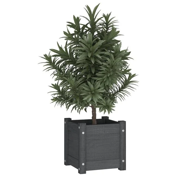 vidaXL Jardinières d'extérieur 2 pcs Gris 31x31x31 cm Bois de pin