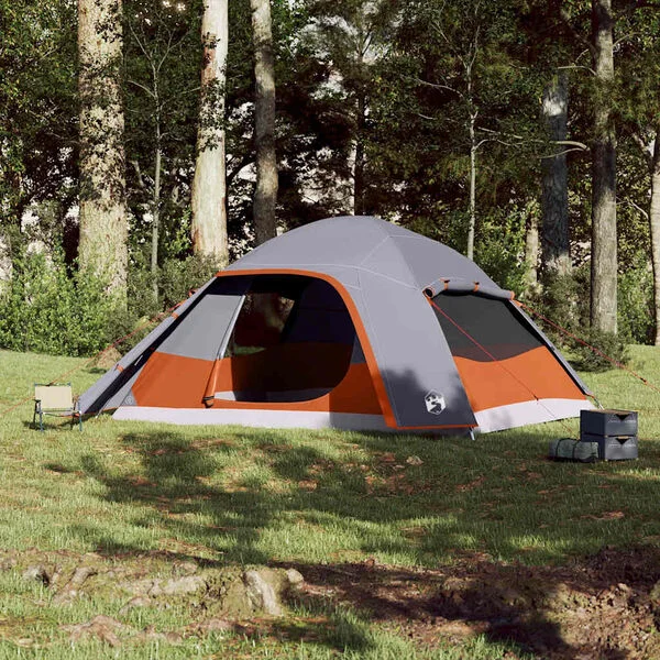 vidaXL Tente familiale à dôme 6 personnes gris imperméable