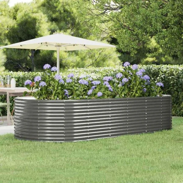 vidaXL Lit surélevé de jardin Gris 291x140x68cm Acier galvanisé