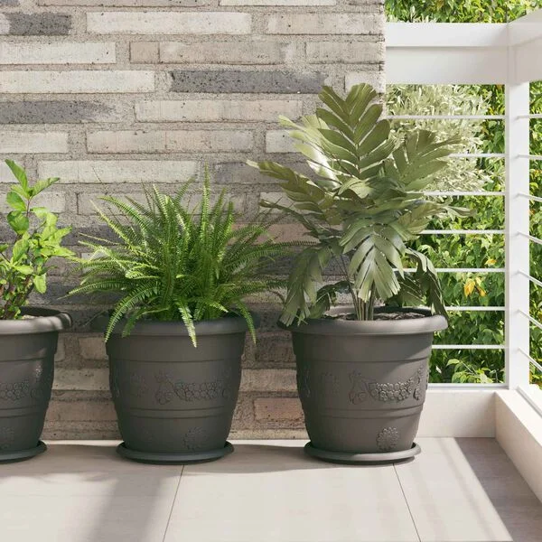 vidaXL Pots de plantes 24 pc Noir Ø 34 x 28 cm Plastique