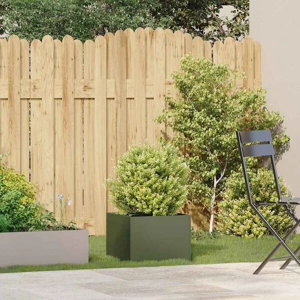 vidaXL Jardinière vert olive 40x40x30 cm acier