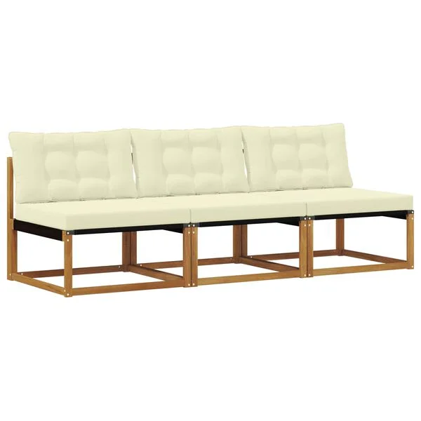 vidaXL 3 pc Sofa de milieu extérieur Bois d'Acacia Massif Naturel