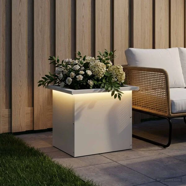 vidaXL Jardinière de jardin avec LED Blanc 30 x 40 x 30 cm Acier