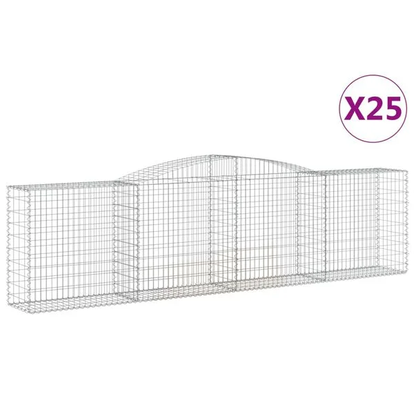 vidaXL Paniers à gabions arqués 25 pcs 400x50x100/120 cm Fer galvanisé