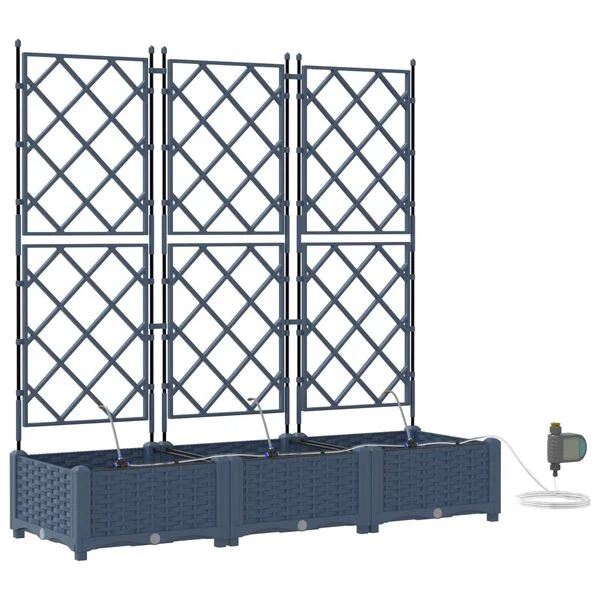 vidaXL Cache-pot de jardin 3 pc Gris 120 x 40 x 126 cm PP