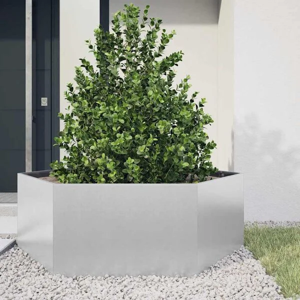 vidaXL Jardinière hexagone 138x120x45 cm acier galvanisé