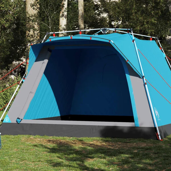 vidaXL Tente de camping cabine 4 personnes bleu libération rapide