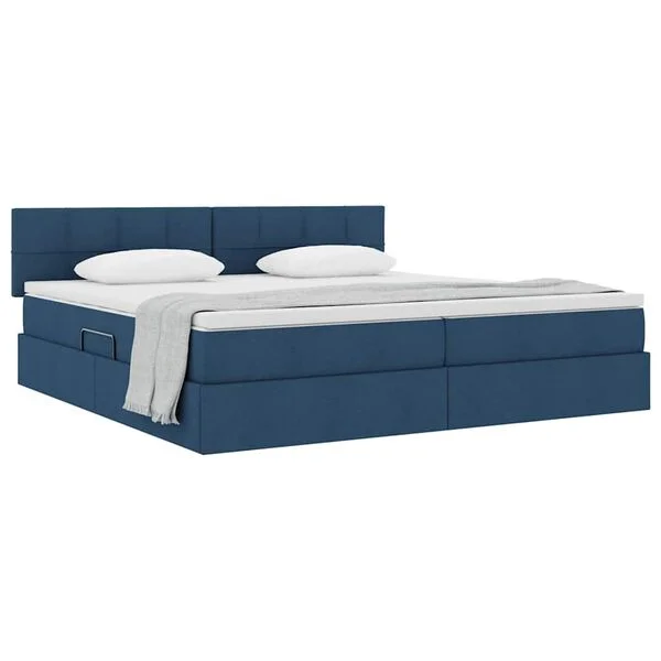 vidaXL Lit avec rangement et matelas Bleu 200 x 200 cm Velours
