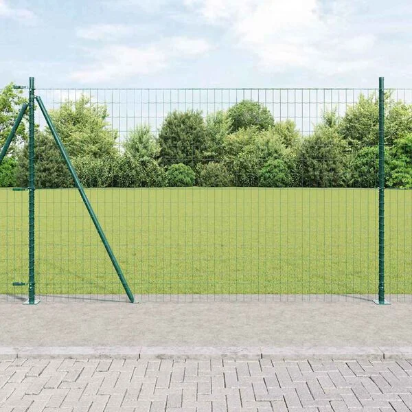 vidaXL Clôture Euro avec Base en Béton 10 x 1, 5 m Vert Maille