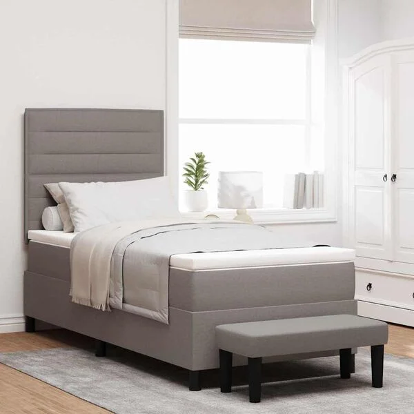 vidaXL Lit à ressorts avec tête de lit Taupe 90 x 200 cm tissu