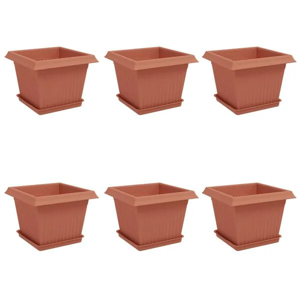vidaXL Pots de plantes 6 pc Rouge brique Plastique