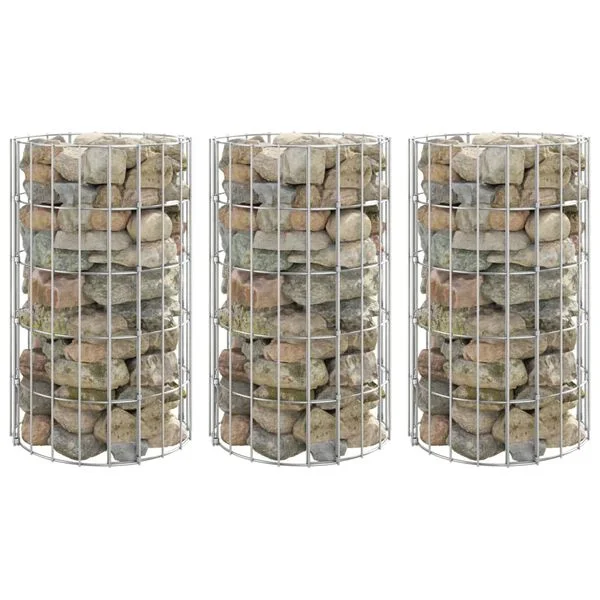 vidaXL Lit surélevé à gabion circulaire 3 pcs Acier galvanisé Ø30x50cm