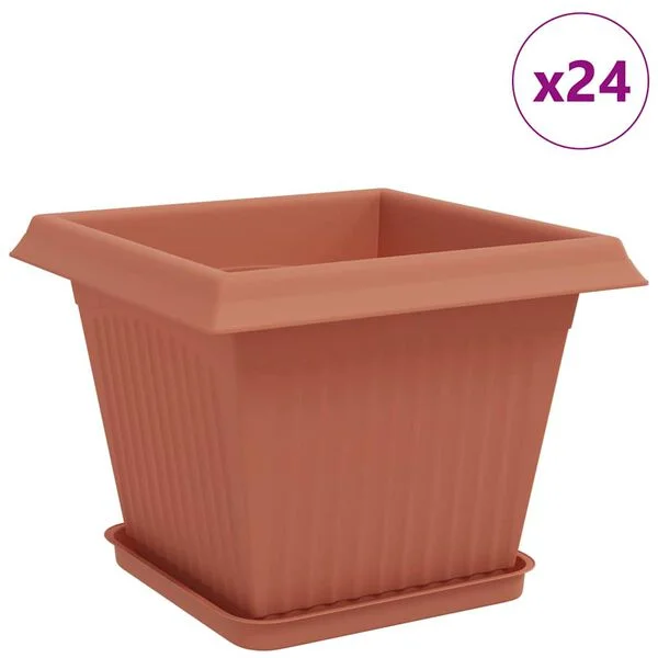 vidaXL Pots de plantes 24 pc Rouge brique Plastique