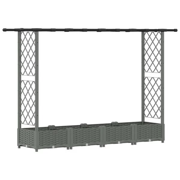 vidaXL Lit Élevé avec Treillis et Toit Gris clair 203 x 40 x 121 cm PP