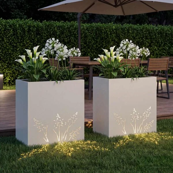 vidaXL Cache-pot de jardin 2 pc Blanc 50 x 30 x 49 cm