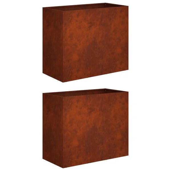 vidaXL Cache-pot de jardin 2 pc Rouillé 60 x 30 x 40 cm Acier patiné