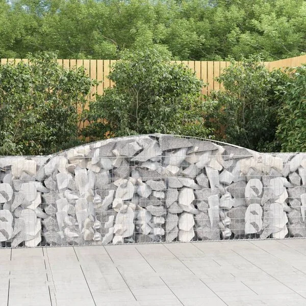 vidaXL Paniers à gabions arqués 4 pcs 400x30x80/100 cm Fer galvanisé