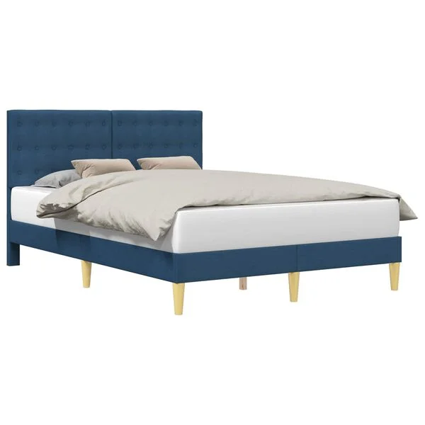 vidaXL Cadre de lit avec tête de lit Bleu 160 x 200 cm Tissu