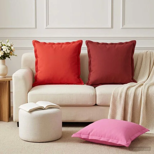vidaXL Housse de coussin 2 pc HOUTEN Bordeaux 45 x 45 cm Polyester